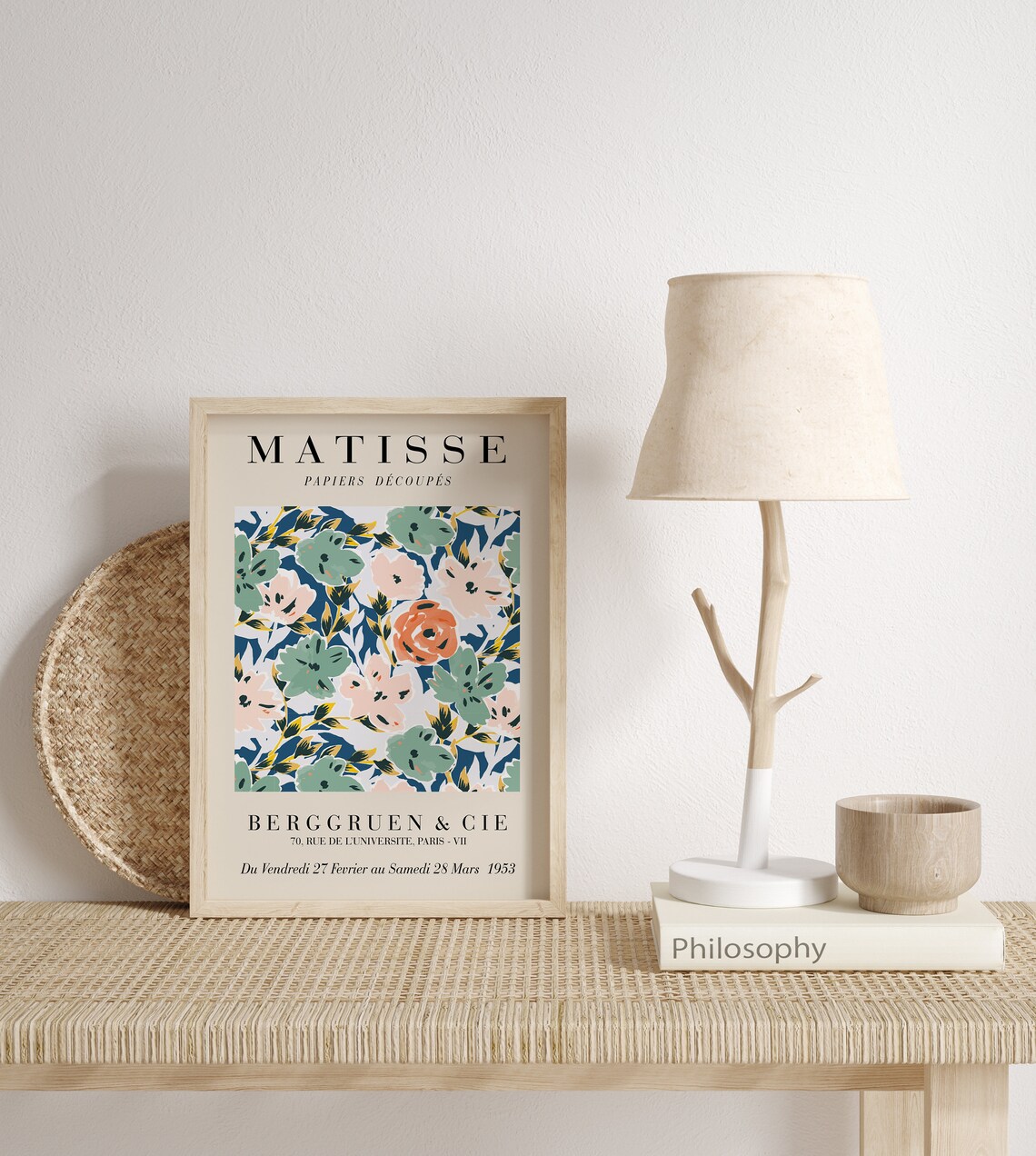 Henri Matisse Green Navy Pink Floral Exhibition Poster For Study Wall Decor - Image 2