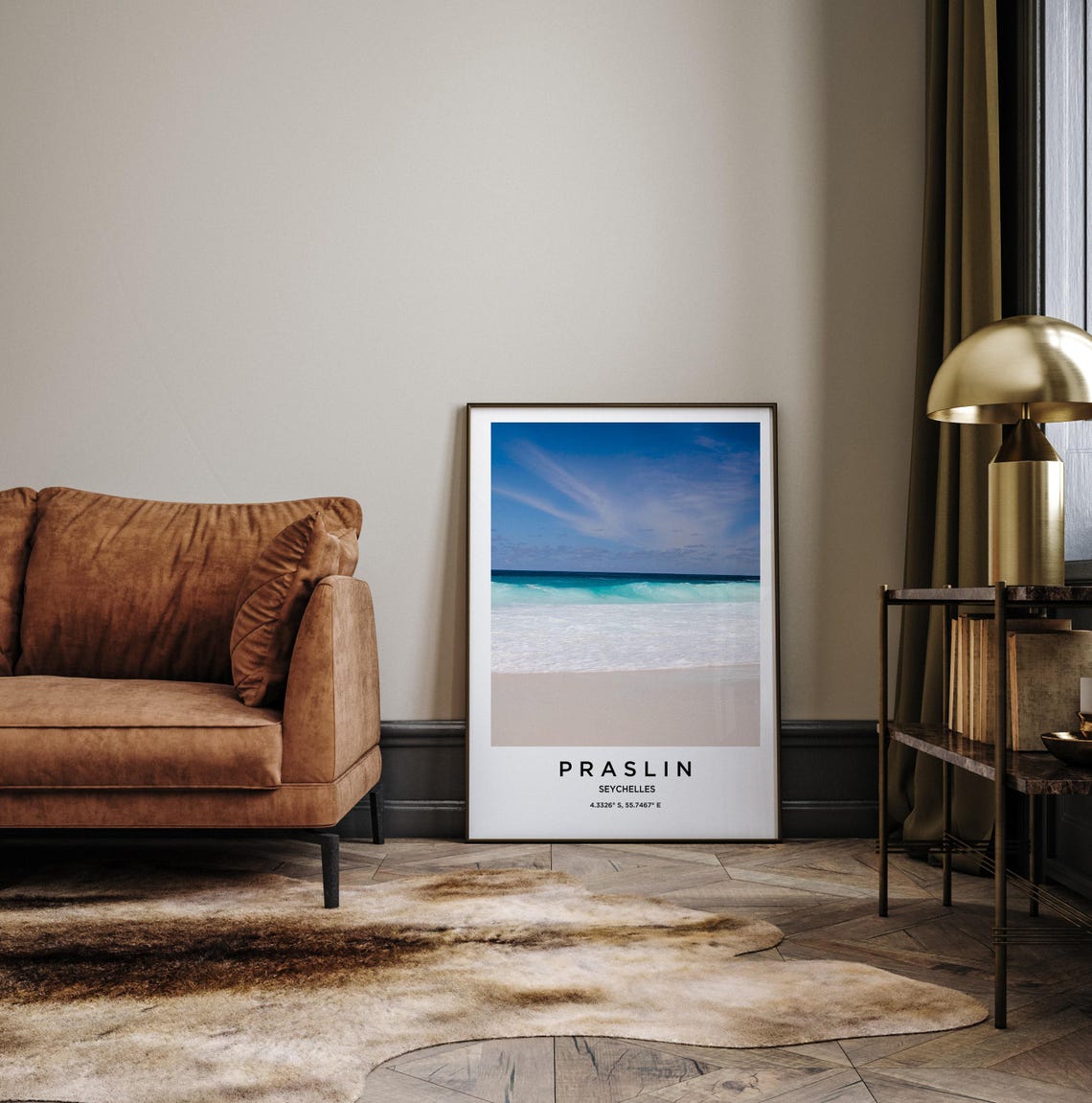 Praslin Seychelles Soft White Sand Beach Waves Travel Poster - Image 3