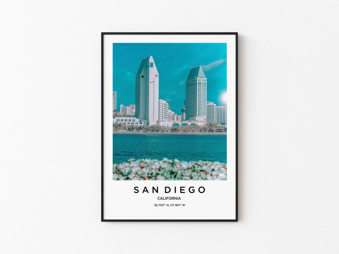 San Diego California Downtown Skyline Waterfront View Poster