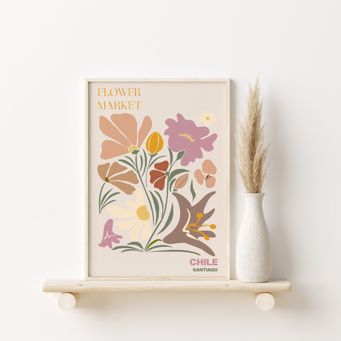 Chile Flower Market Santiago Soft Pastel Bouquet Art Design Poster - Image 2