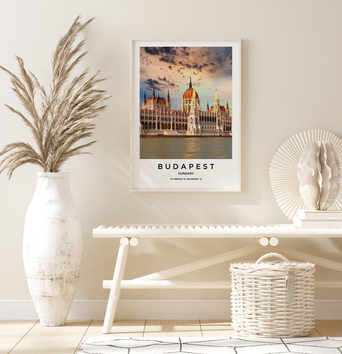 Budapest Hungary Parliament Building Danube Sunset Photography Poster - Image 3