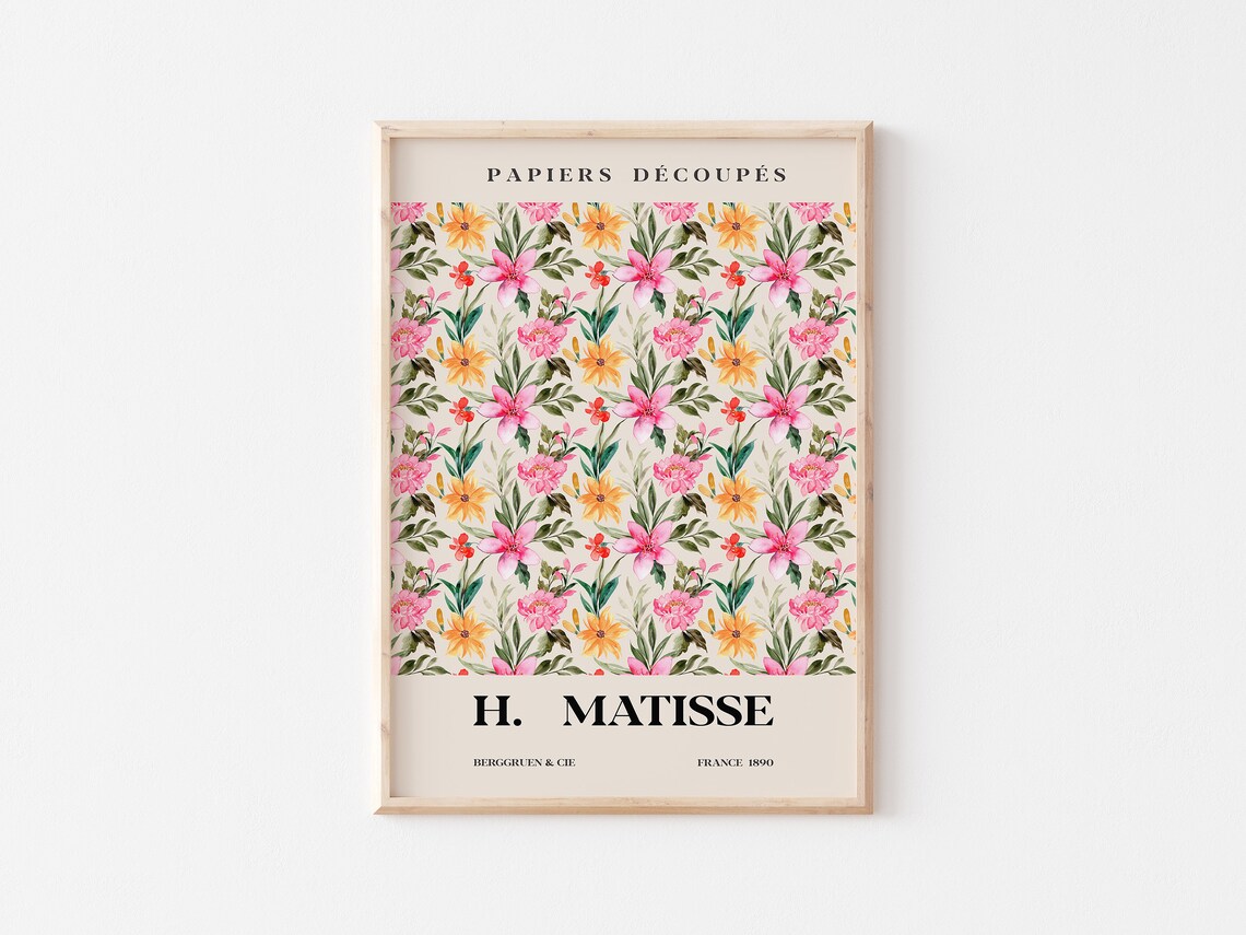 Floral Matisse Print, Tropical Flowers Art Print