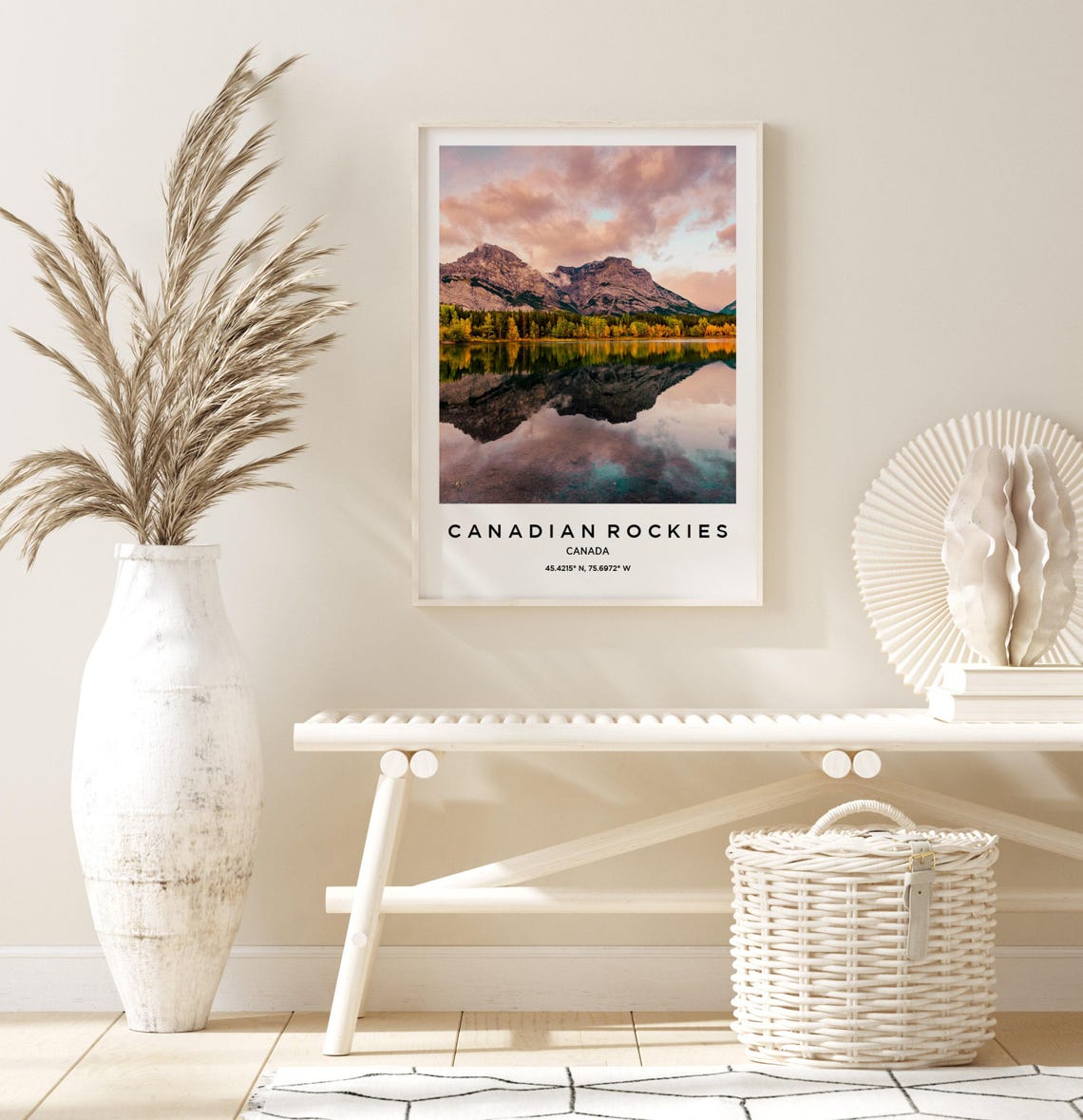 Canadian Rockies Mirror Lake Mountain Peak Reflection Photo Poster - Image 3