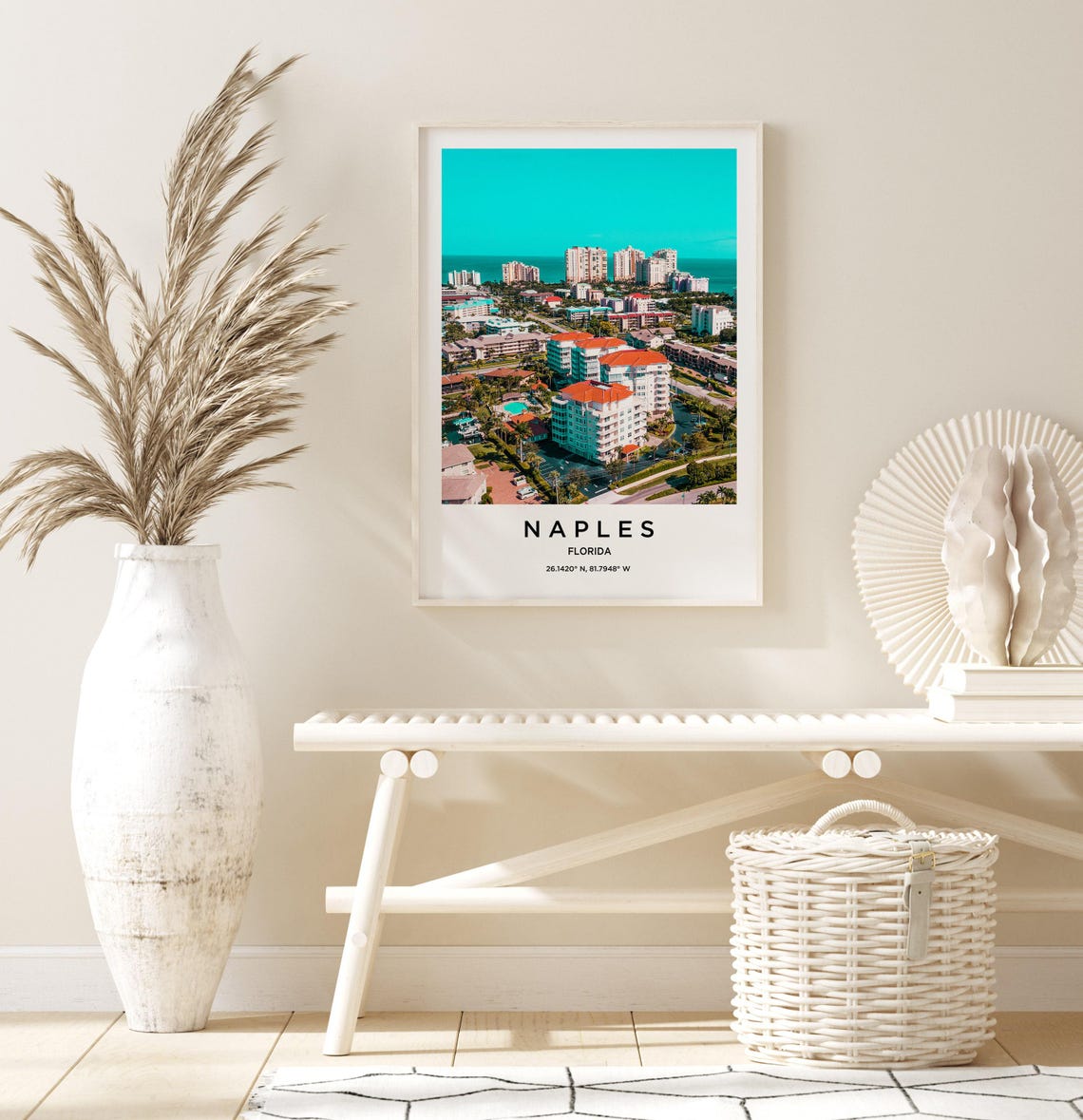 Naples Florida Aerial View of Beachfront Resorts and Gulf Poster - Image 3