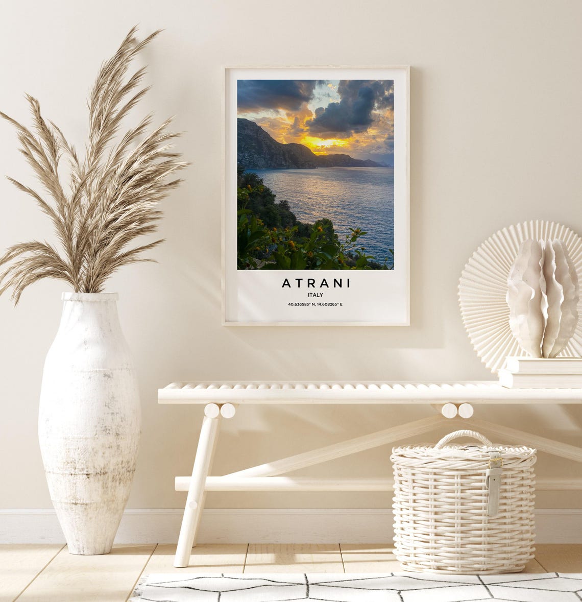Atrani Italy Dramatic Sunset Clouds Over the Amalfi Coast Sea Poster - Image 3