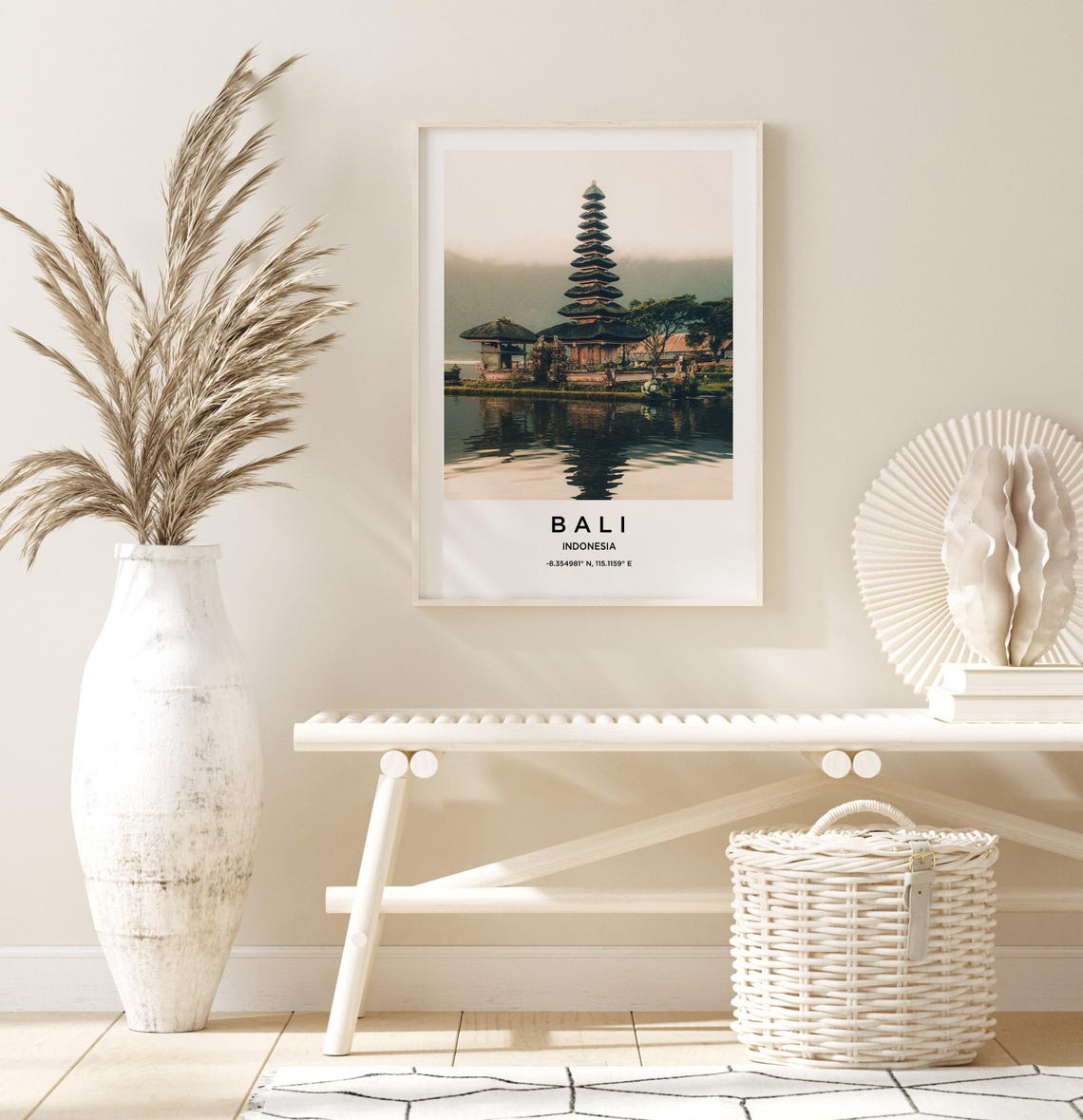 Bali Indonesia Ulun Danu Beratan Temple Lake View Travel Poster - Image 3