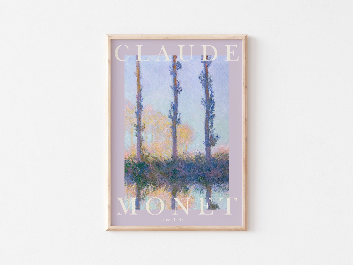 Claude Monet Trees 1891 Tall Poplar Reflections River Bank Poster - Image 3