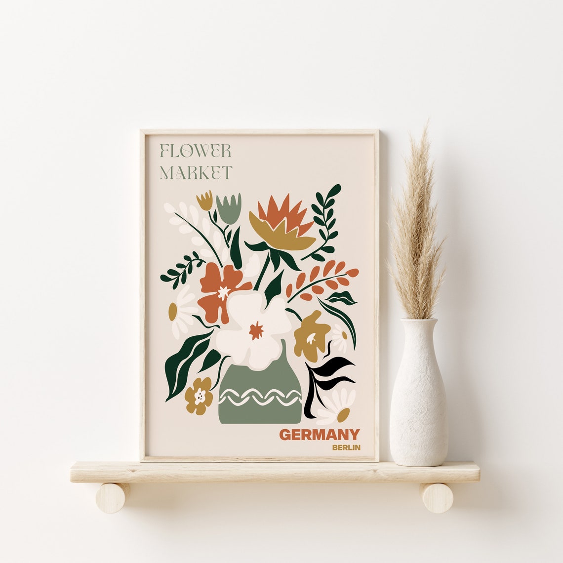 Germany Berlin Rustic Boho Bouquet Flower Market Vase Poster - Image 2