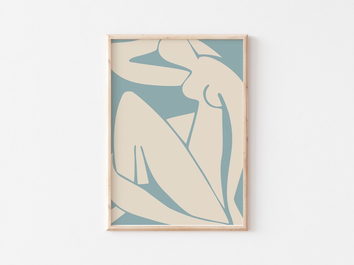 Matisse Inspired Art Modern Blue Cut Outs Matisse Inspired Prints Henri Matisse A5 A4 A3 A2 Gallery Wall Home Decor Cut Outs - Image 3