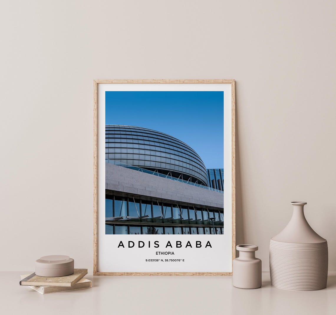 Addis Ababa Ethiopia Modern Glass Dome Building Travel Poster - Image 2