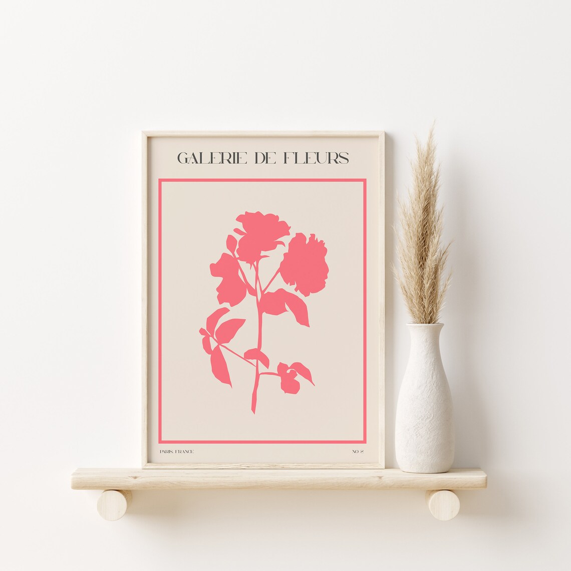Galerie de Fleurs Pink Flower Silhouette Paris France Poster - Image 2