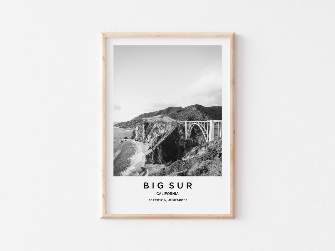 Big Sur Travel Poster Big Sur Print Big Sur Photo Print Black And White Photography Monochrome Travel Photography California Travel - Image 3