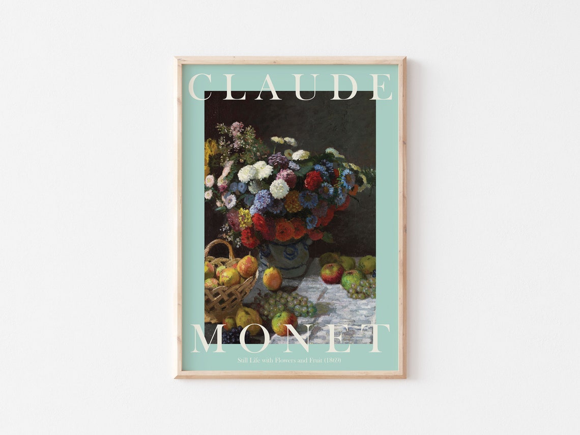 Claude Monet Still Life with Flowers and Fruit 1869 Table Poster - Image 3