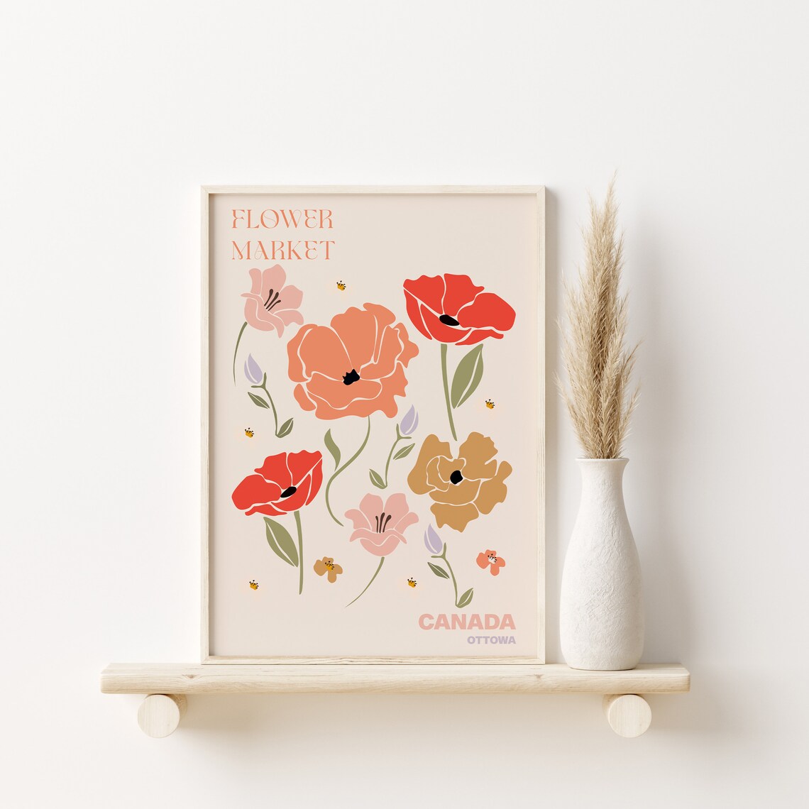 Canada Flower Market Ottowa Colorful Poppy Blossom Art Poster - Image 2