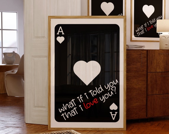 Playing Card Wall Art Trendy Ace Of Hearts Print Love Card Love Wall Print Preppy Poster Trendy Print Maximalist Poster Gift For Her