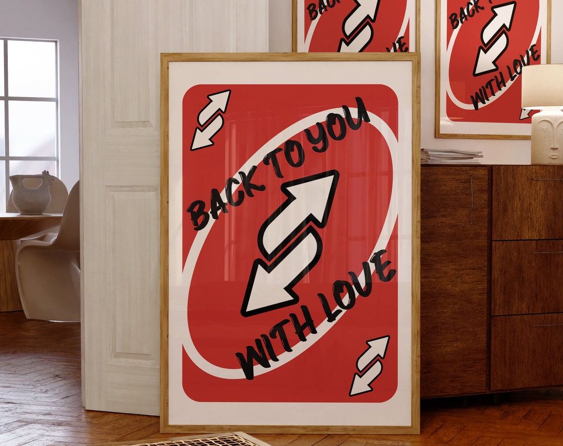 Back To You With Love Red Reverse Card Poster Funny Quote Game Decor