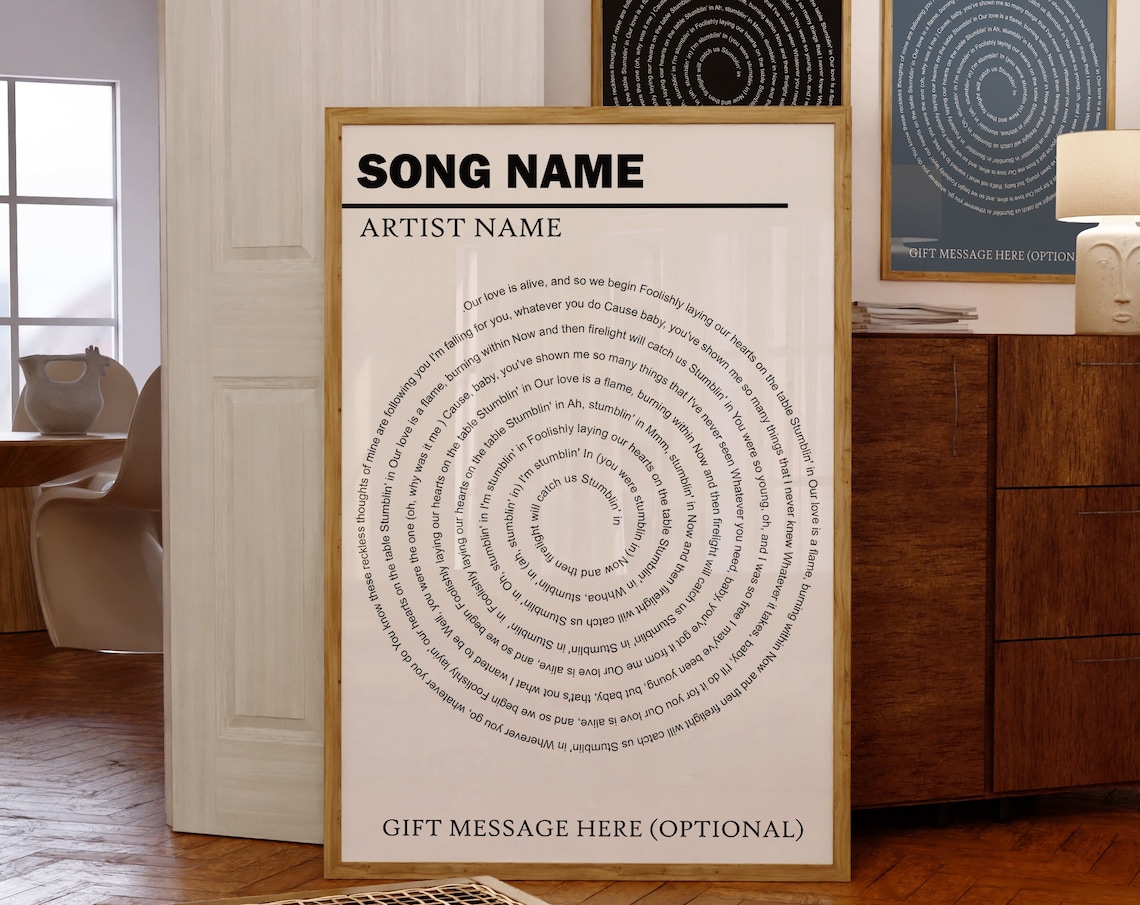 Custom Lyrics Print, Retro Music Wall Art - Image 4