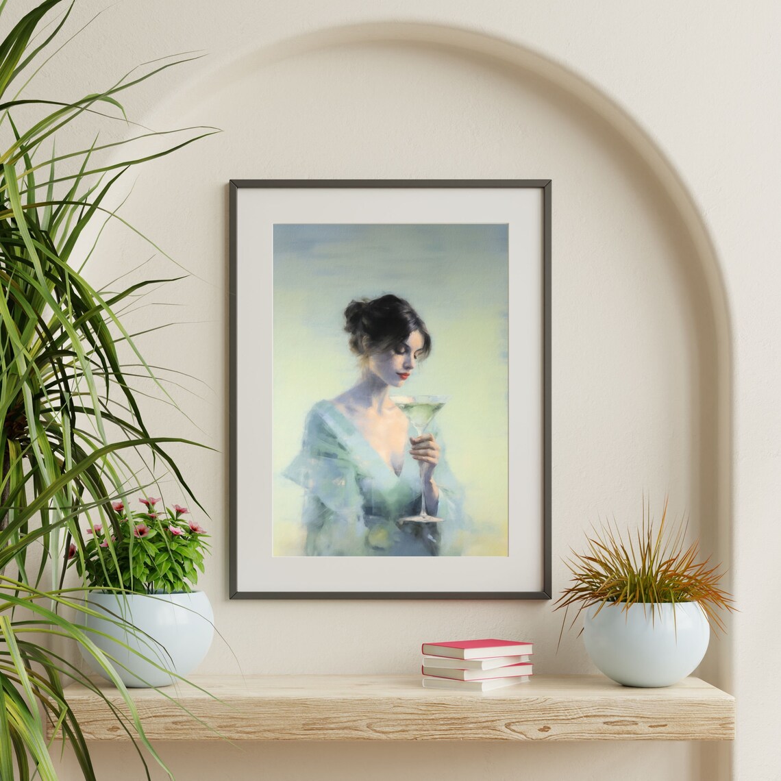 Retro Cocktail Woman Portrait, Vintage Art Print - Image 2