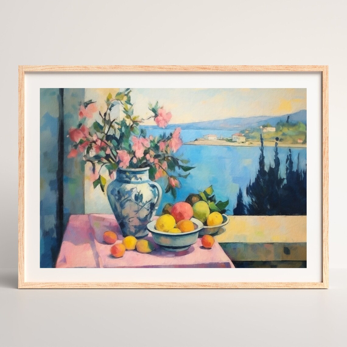 Fruits Flowers By The Sea Retro Still Life Print - Image 2