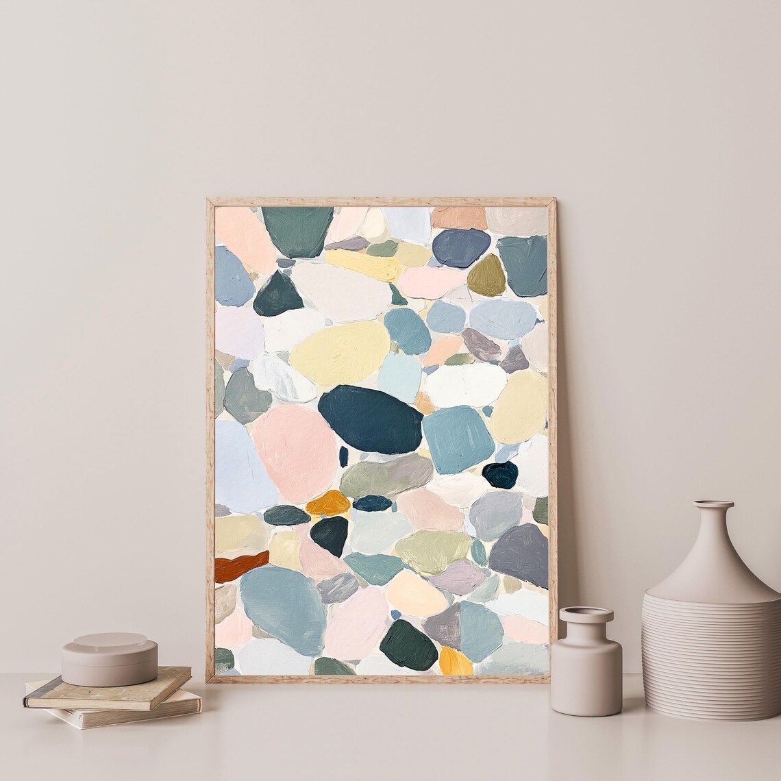 Colorful Pebble Stones Abstract Pastel Modern Eclectic Art Print - Image 3