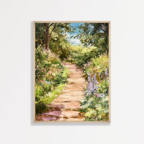 Country Landscape Painting Minimal Vintage Farmhouse Wall Art Retro Countryside Cottage Home Decor 1051