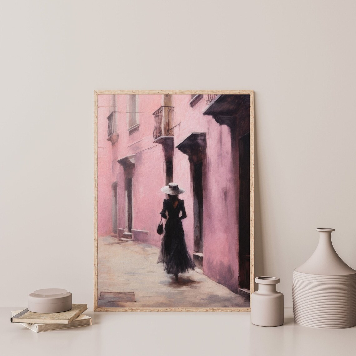 Pink Alleyway Retro Art Print, Preppy Apartment Decor - Image 3