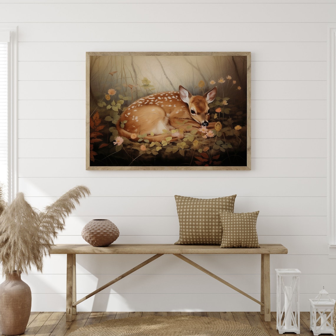 Vintage Fawn Art Print, Rustic Cottagecore Poster - Image 3