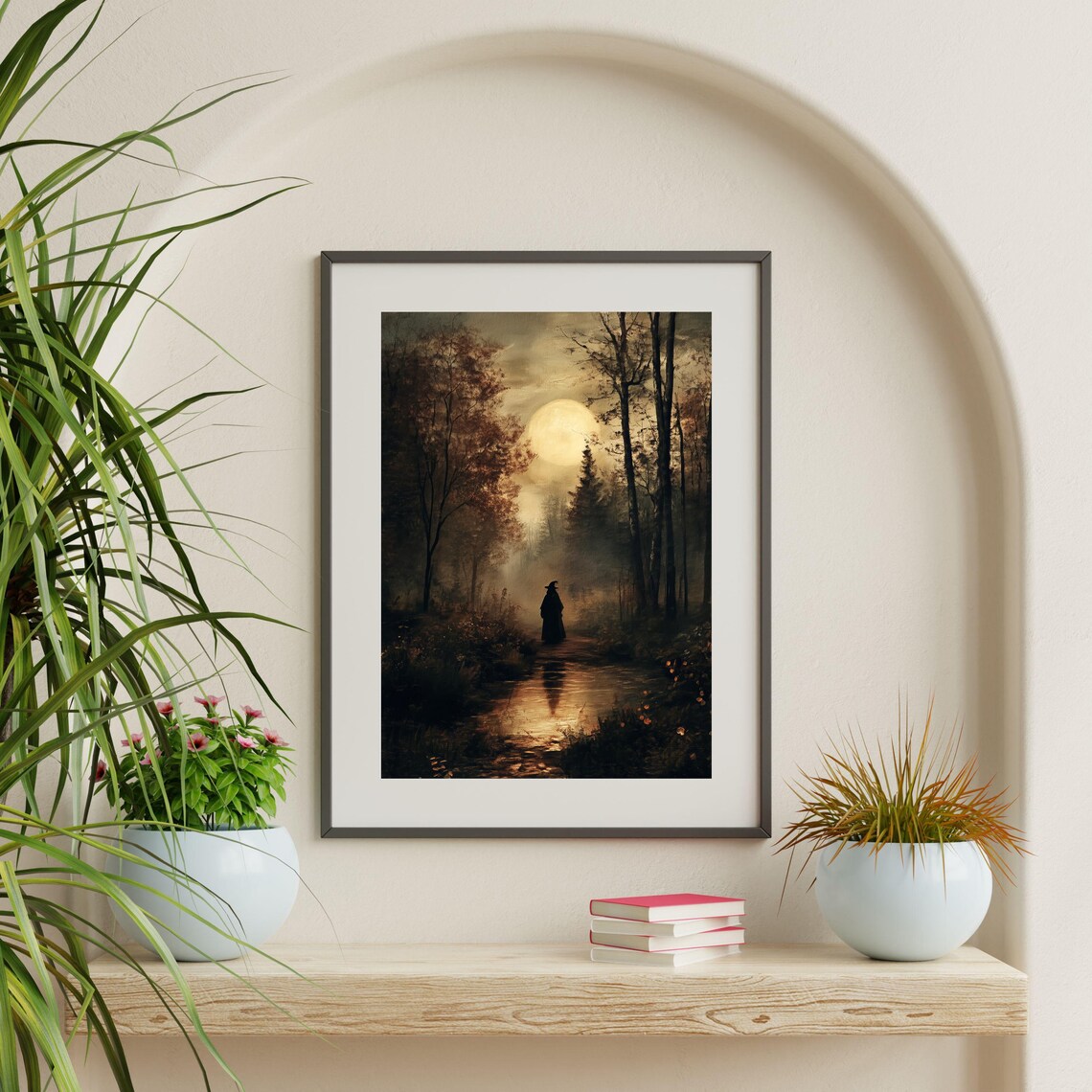Moon and a Witch, Dark Academia Forest Art Print - Image 2