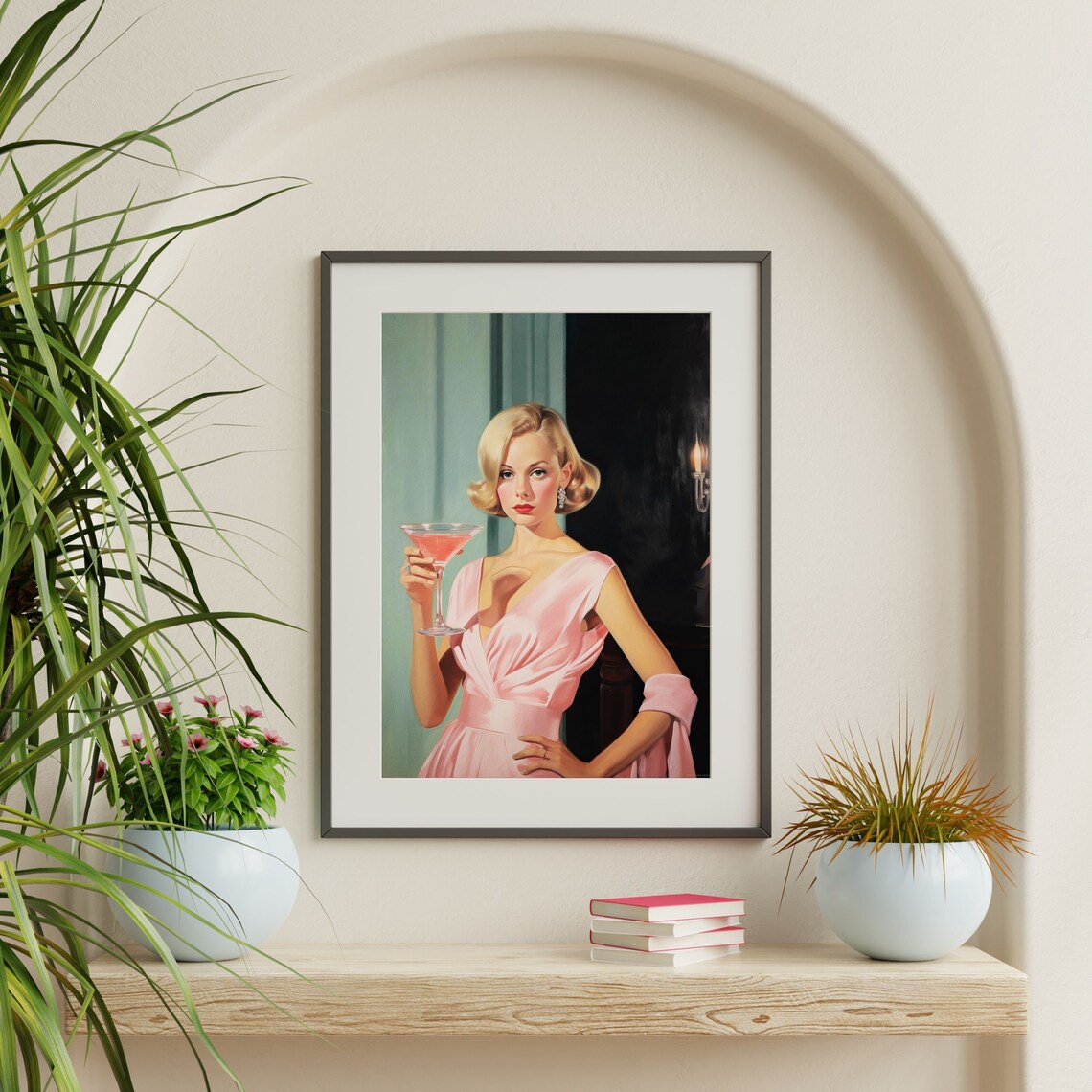 Retro Woman Cocktail Portrait, Vintage Wall Art Print - Image 2