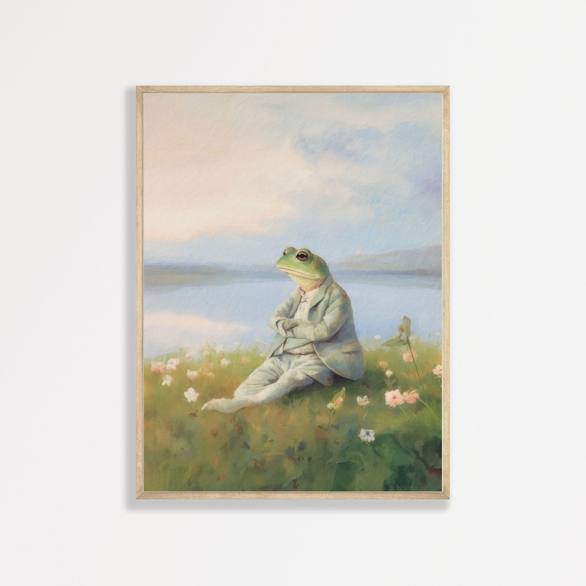Retro Frog Oil-Painting-Style Art Print, Nursery
