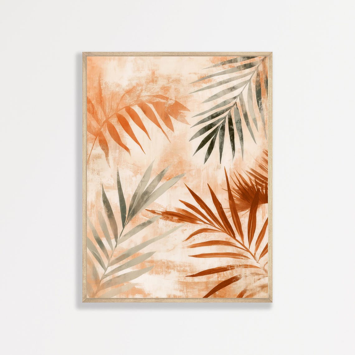 Terracotta Palm Leaves Tropical Pattern Warm Modern Wall Art