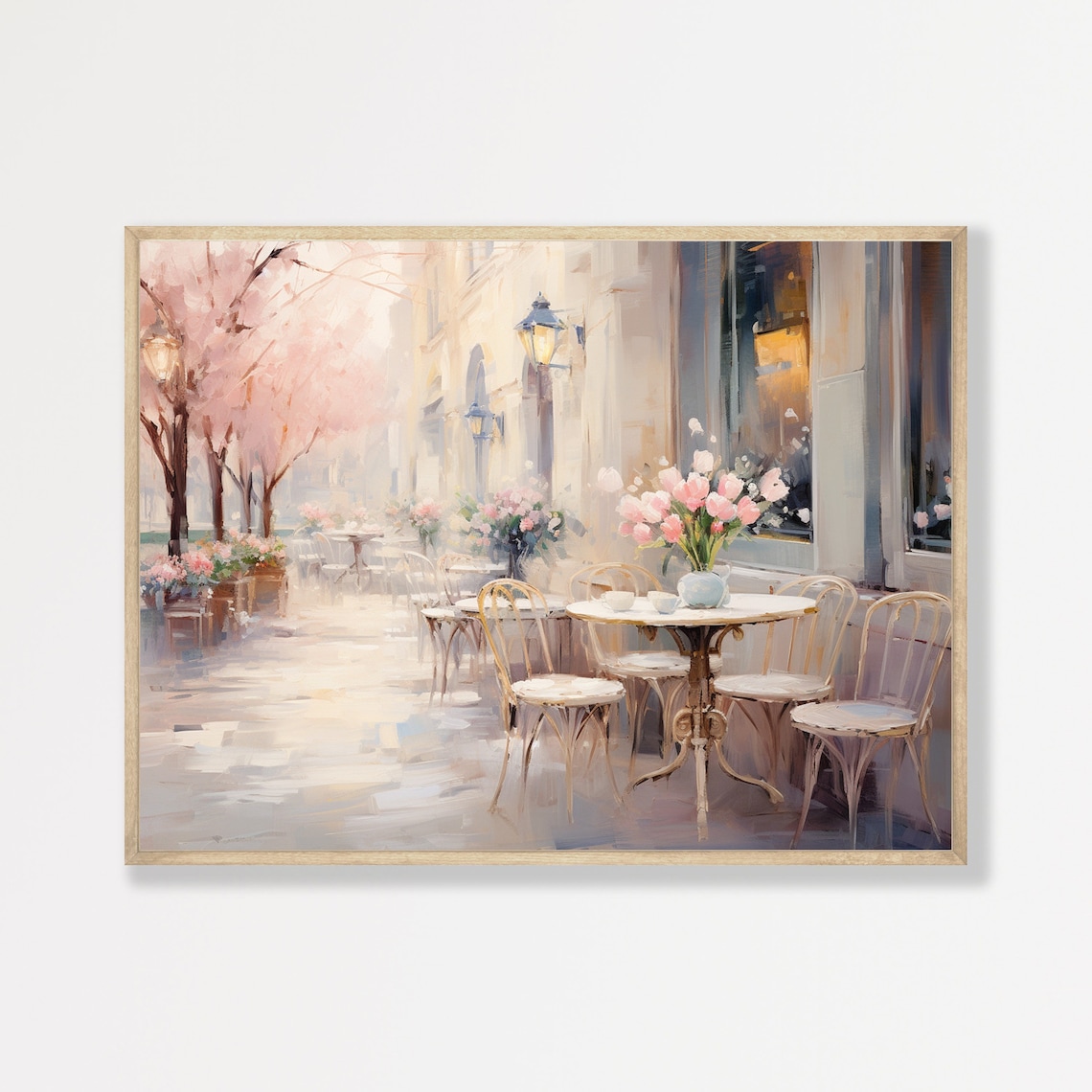 Spring Cafe Vintage European Retro Minimalist Art Print