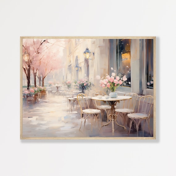 Spring Cafe Vintage European Retro Minimalist Art Print