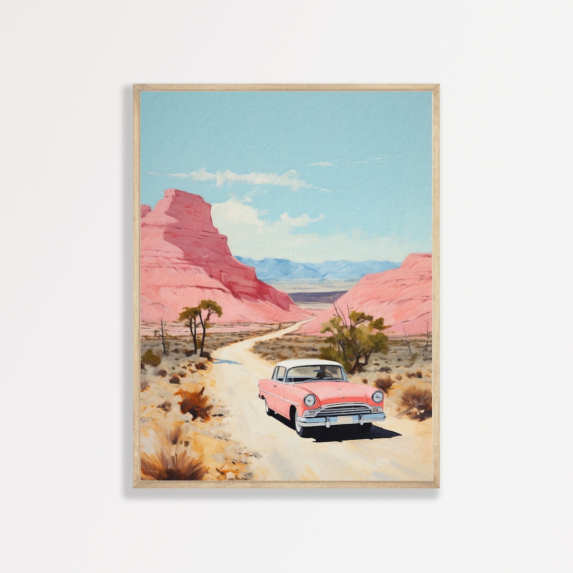 Western Retro Car Painting, Pastel Art Print
