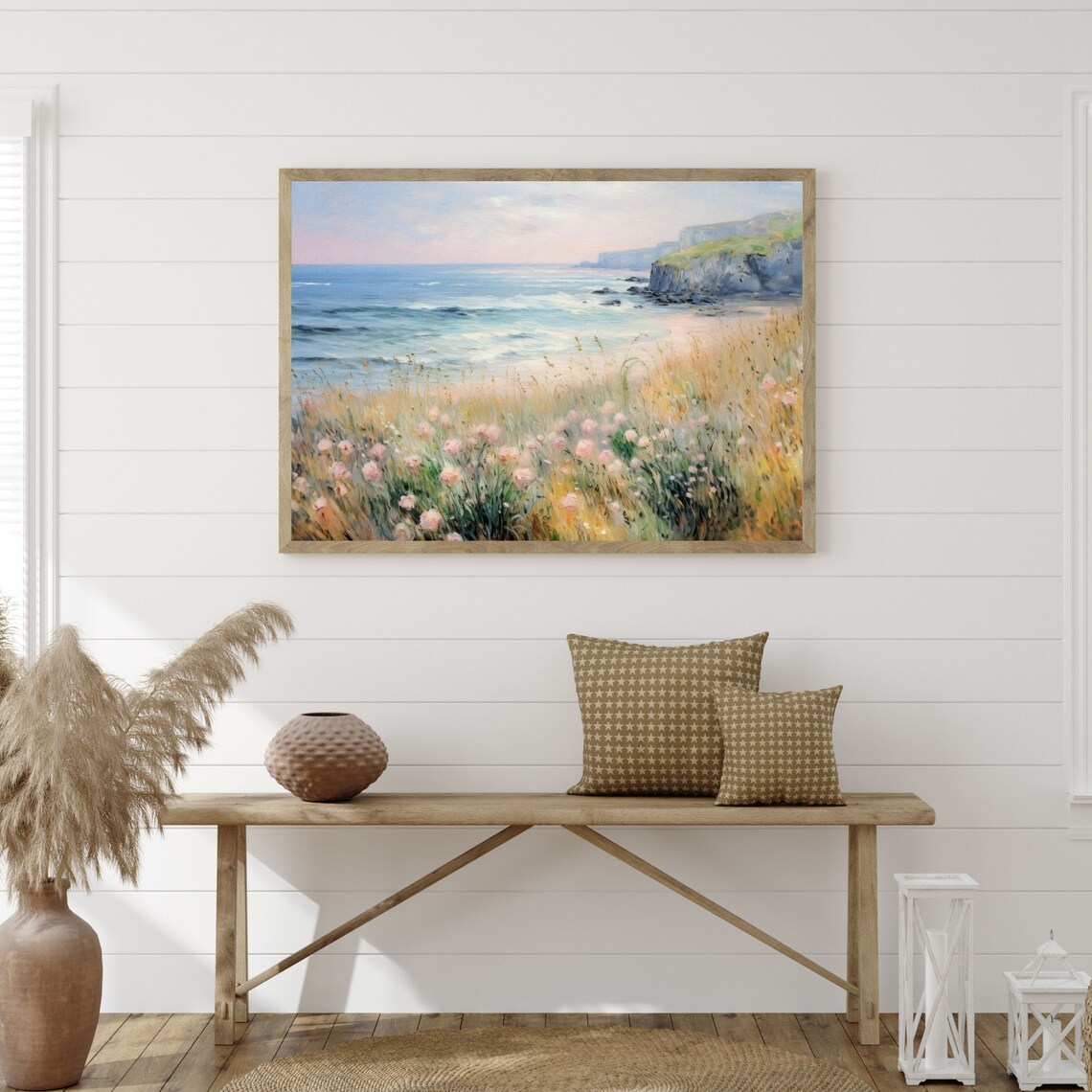 Muted Seascape Retro Coastal Beach Art Print - Image 3