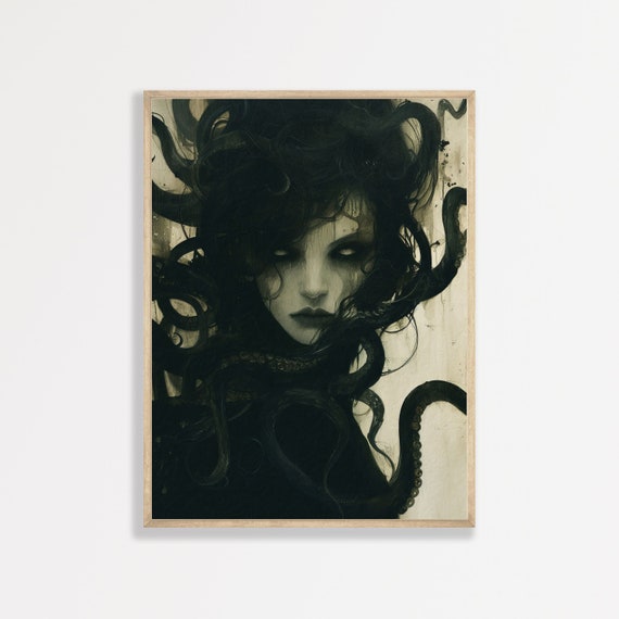 Medusa Painting, Vintage Dark Academia Poster Print