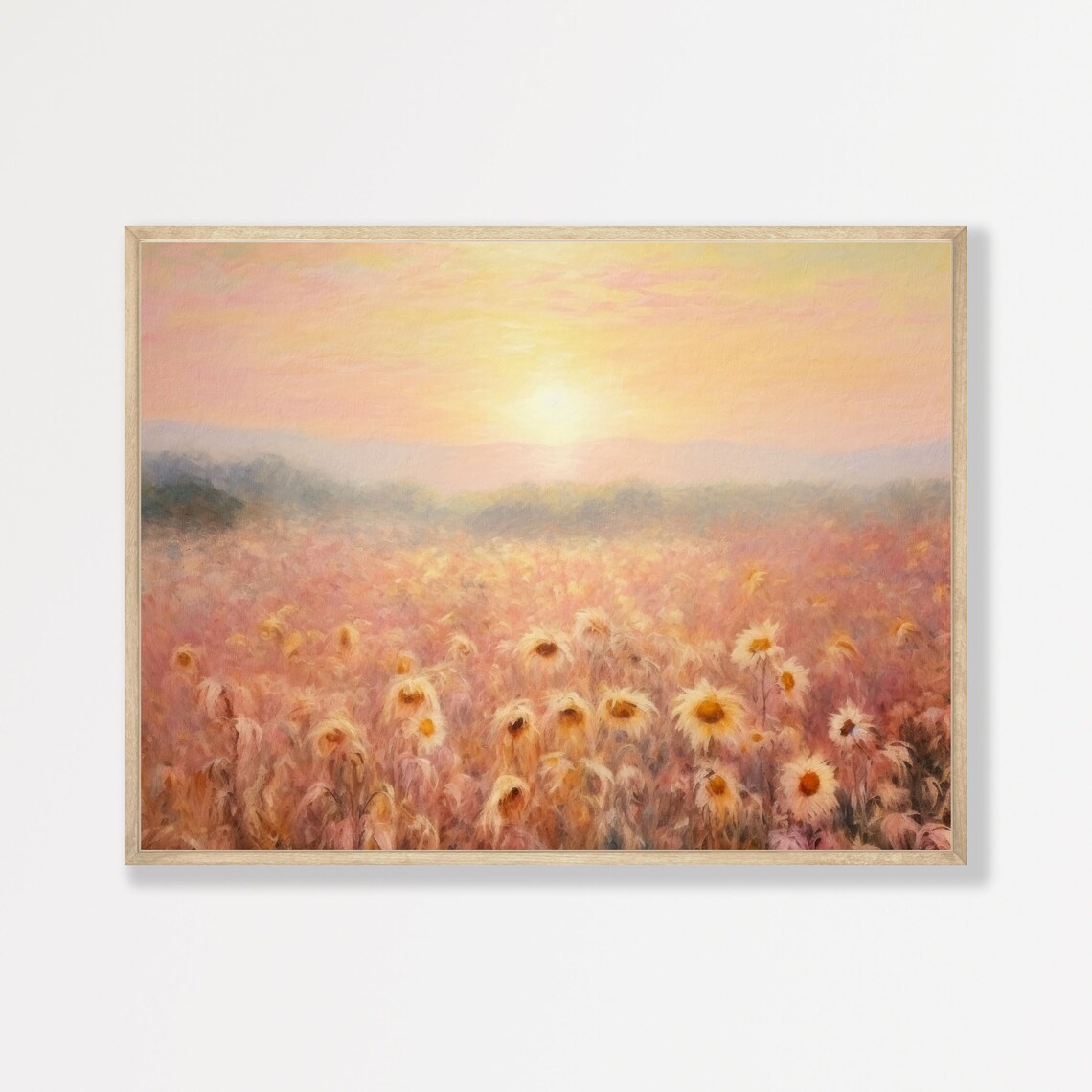 Flower Field Vintage Pastel Oil Painting Art Print
