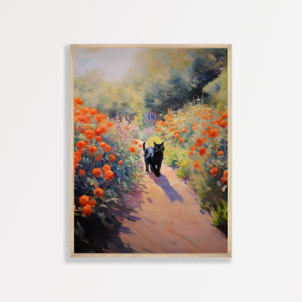 Retro Garden Cat Art Print, Kitchen Wall Decor