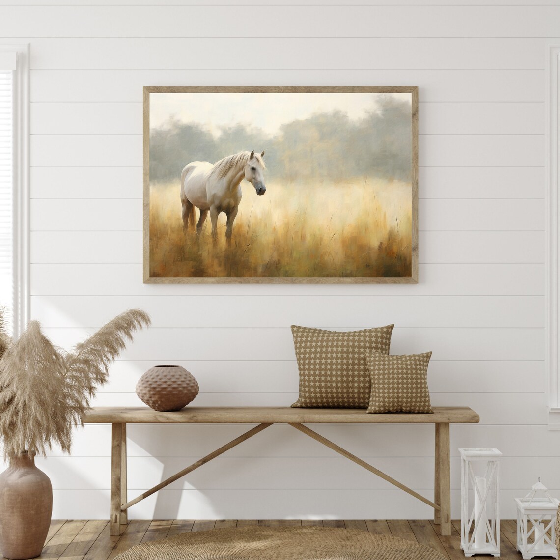 Horse Grazing Vintage Country Painting, Equestrian Art Print - Image 3