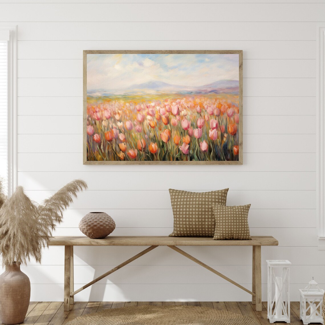 Tulip Field Vintage Landscape Art Print, Modern Farmhouse - Image 3