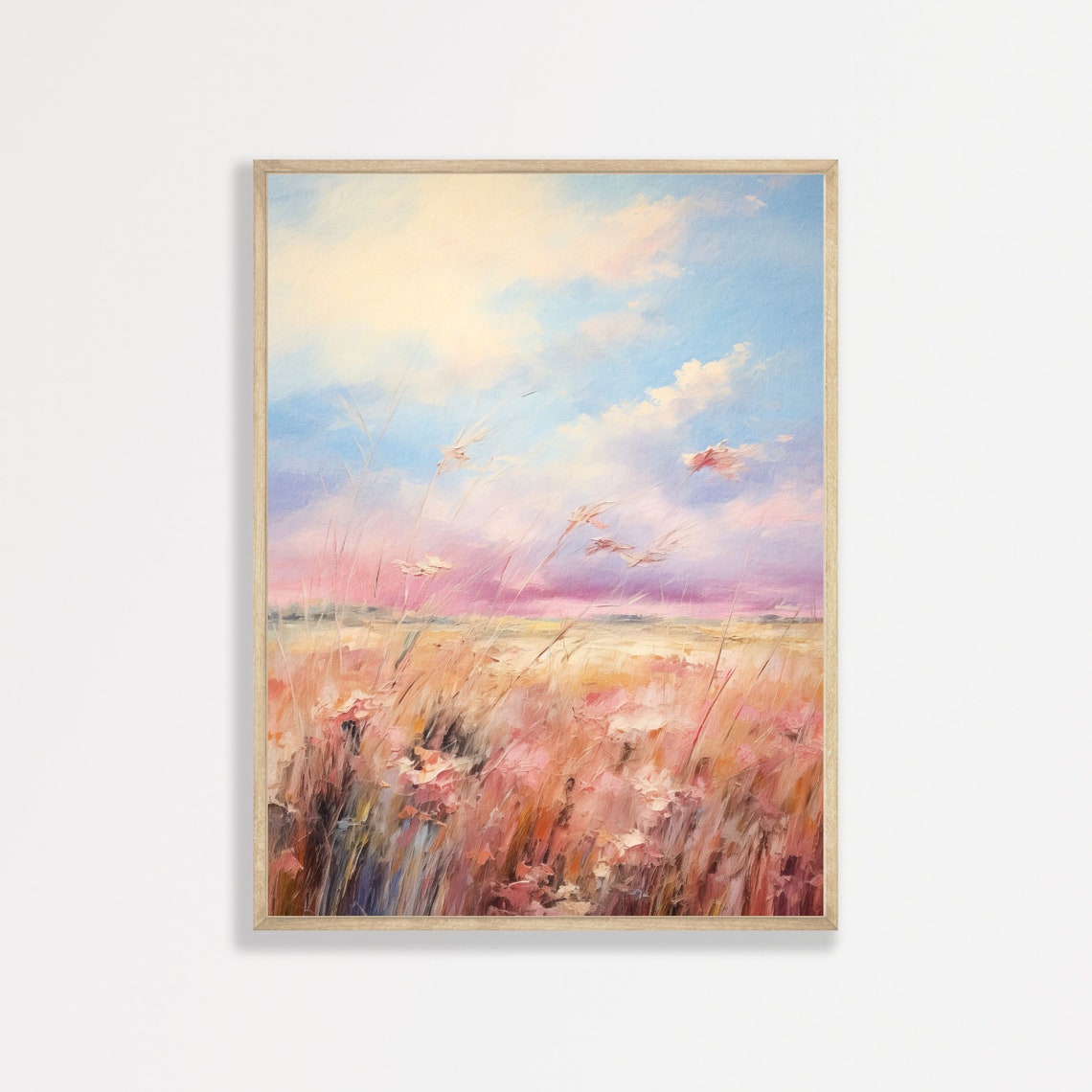 Wheat Field Painting Retro Farmhouse Wall Art Country Aesthetic Print Minimal Vintage Artwork Antique Countryside Poster P 571