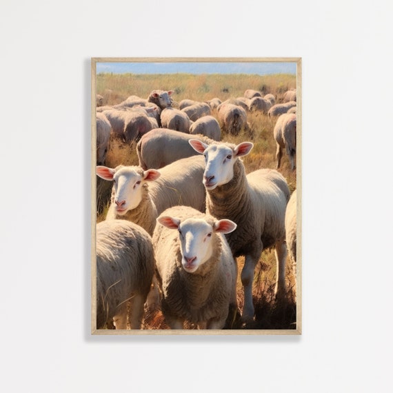 Sheep Retro Country Art Print, Vintage Farm Animal