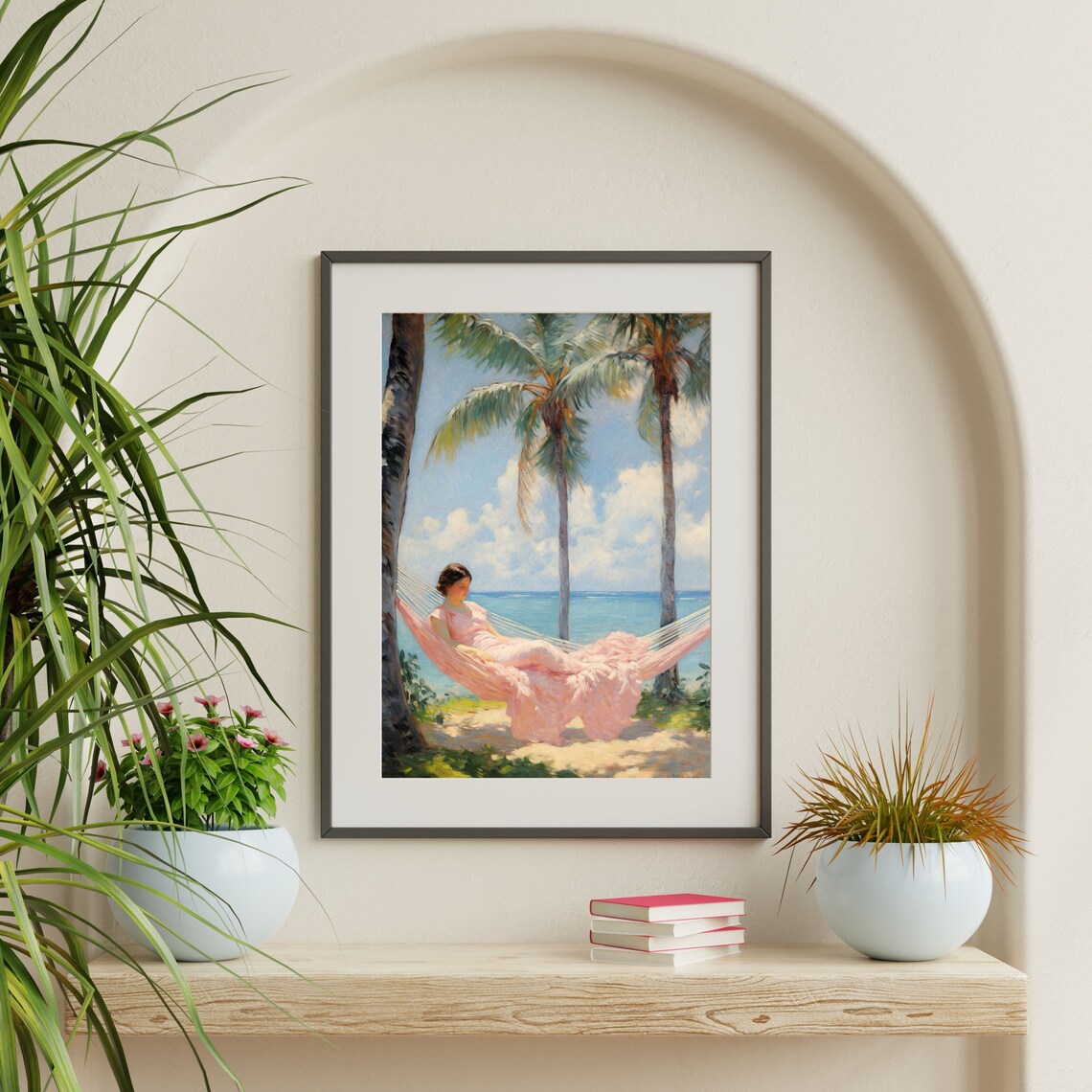 Tropical Hammock, Vintage Coastal Lake House Art Print - Image 2