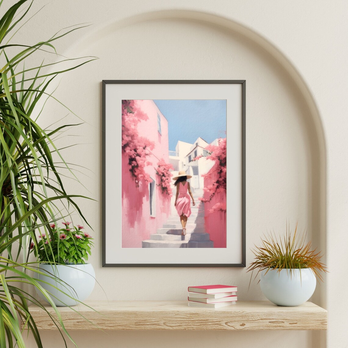 Pink Greece Retro Aesthetic Travel Poster, Dorm Decor - Image 2