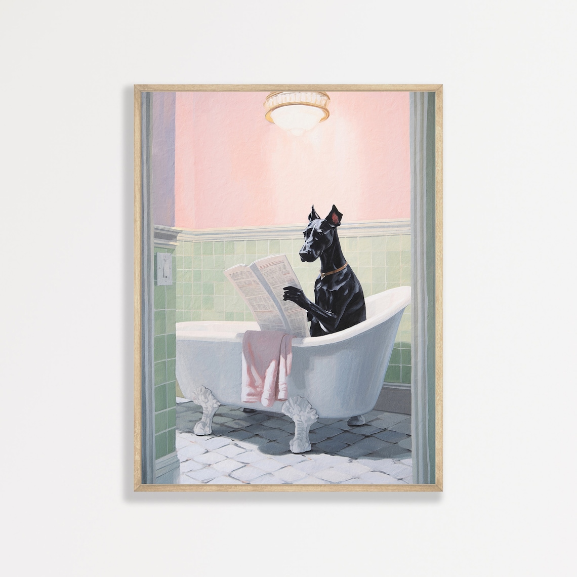Great Dane Retro Bathroom Funny Wall Art Print
