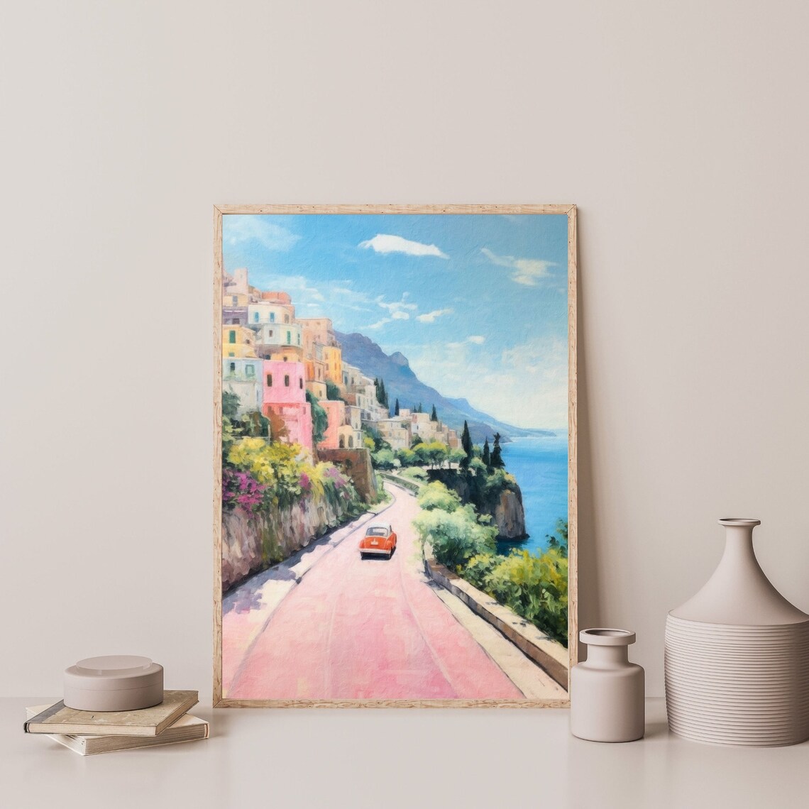 Retro Amalfi Coast Italy Travel Poster, Coastal Art - Image 3