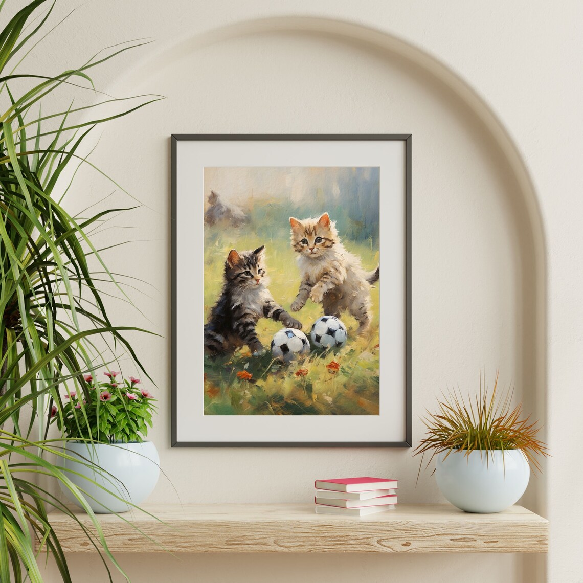 Soccer Kittens Retro Little Kids Room Vintage Art Print - Image 2