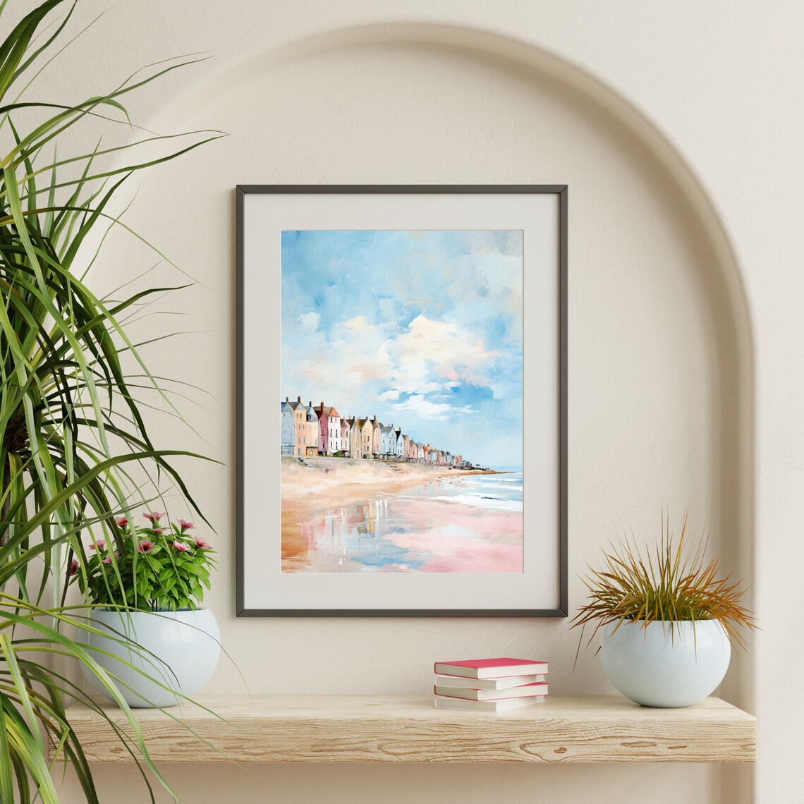 Retro Coastal Town, Minimal Beach Homes Art Print - Image 2
