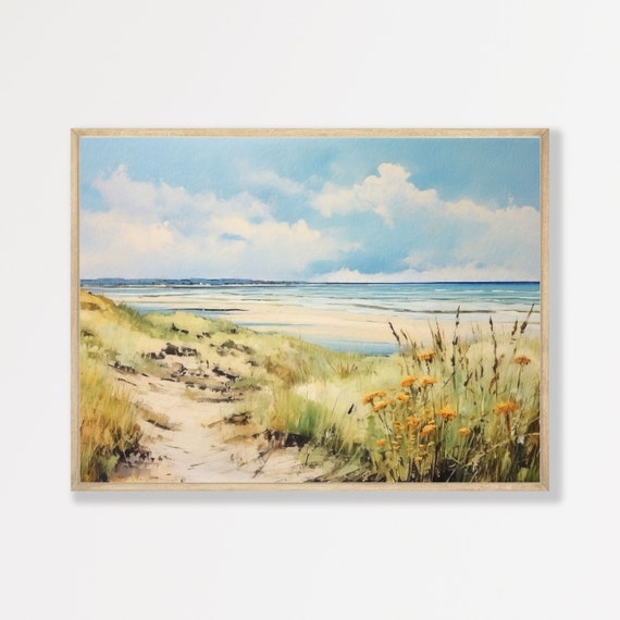 Beach Path Vintage Seascape Art Print, Retro Coastal