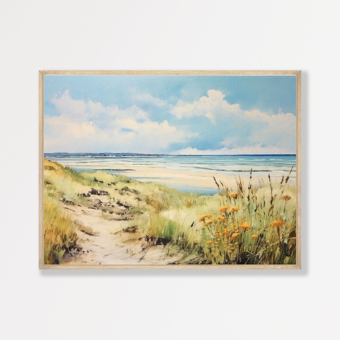 Beach Path Vintage Seascape Art Print, Retro Coastal